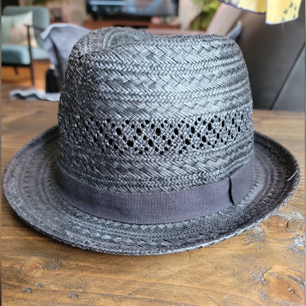 All Saints Paper Straw Fedora Hat M/L
